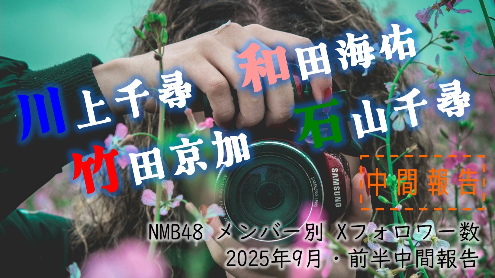 (サムネイル画像)NMB48 メンバー別 X(旧ツイッター)フォロワー数 2025年9月・前半中間報告