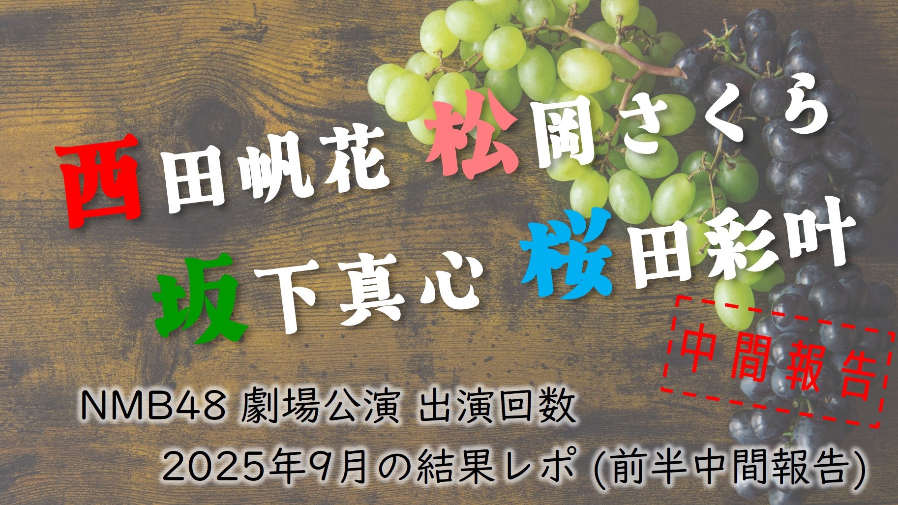 (サムネイル画像)NMB48 劇場公演 出演回数 2025年9月・前半中間報告
