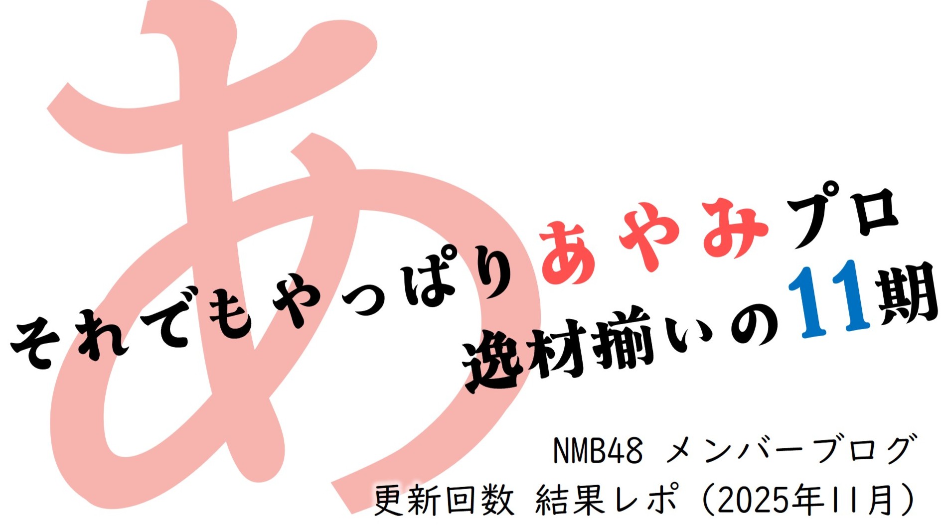 (サムネイル画像)NMB58 メンバーブログ更新回数 2025年11月