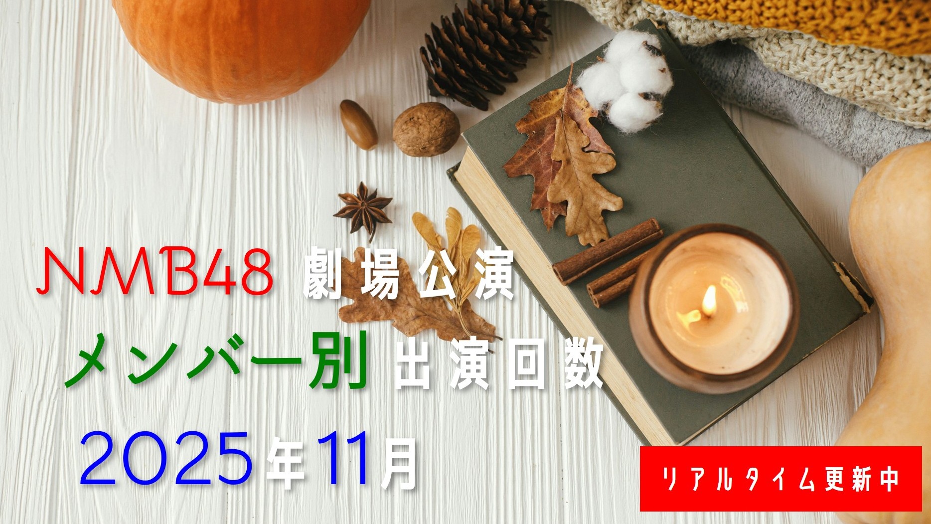 (サムネイル画像)メンバー別出演回数 リアルタイム更新中 2025年11月