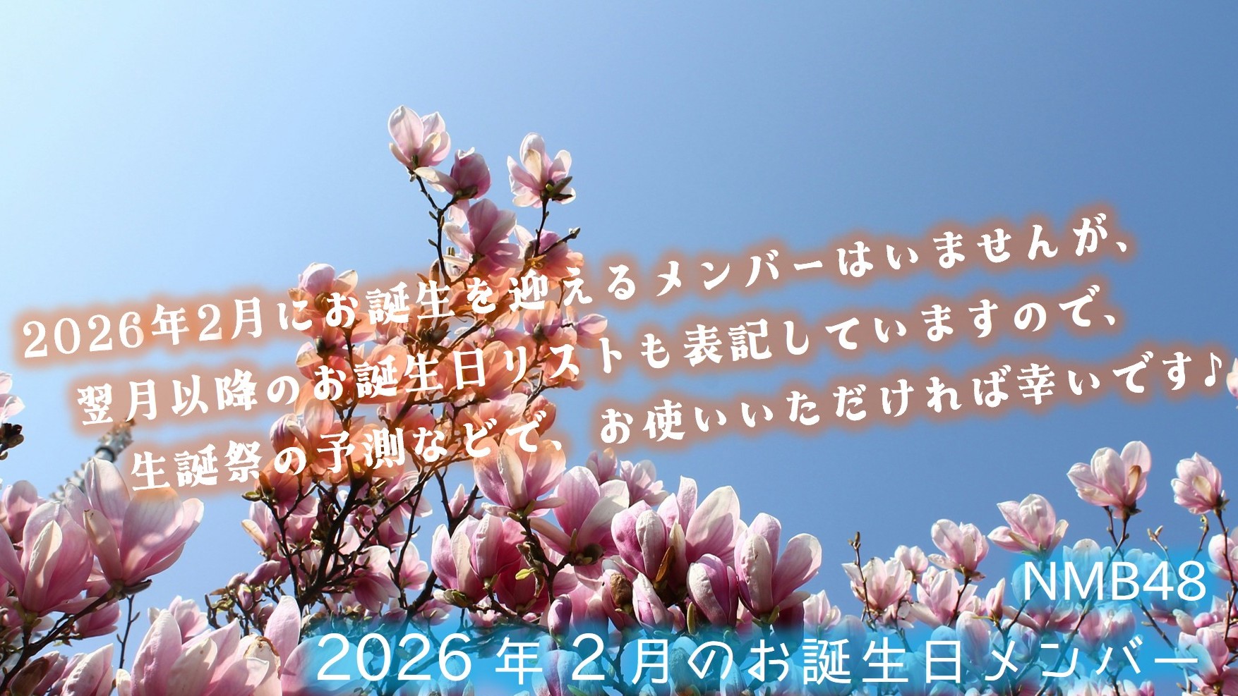 (サムネイル)NMB48 今後のお誕生日メンバー 2026年2月